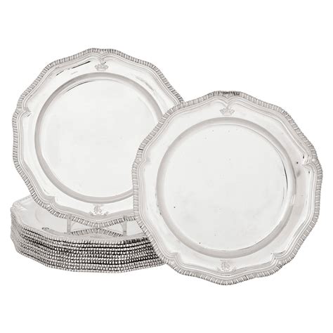 Twelve Georgian Silver Dinner Plates By Wright For Sale At 1stdibs