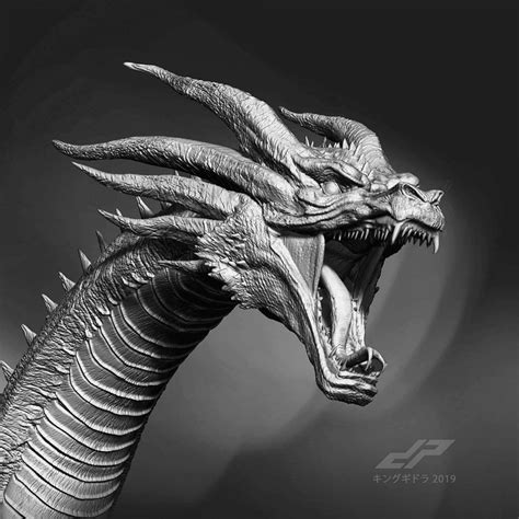 King Ghidorah Left Head Dragon Artwork Dragon Artwork Fantasy
