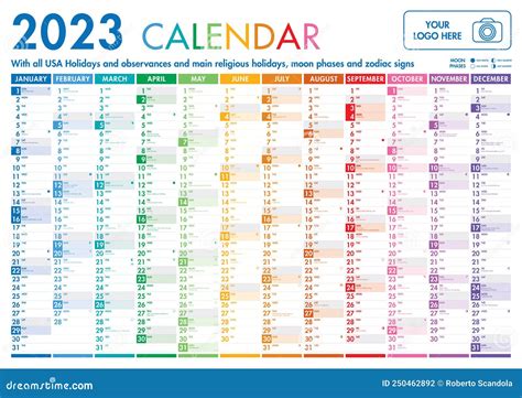 Jaarplanner 2023 Kalender Met Maandelijks Verticaal Rooster In