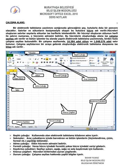 MuratpaŞa Beledİyesİ Bİlgİ İŞlem MÜdÜrlÜĞÜ Microsoft Offİce Excel 2010