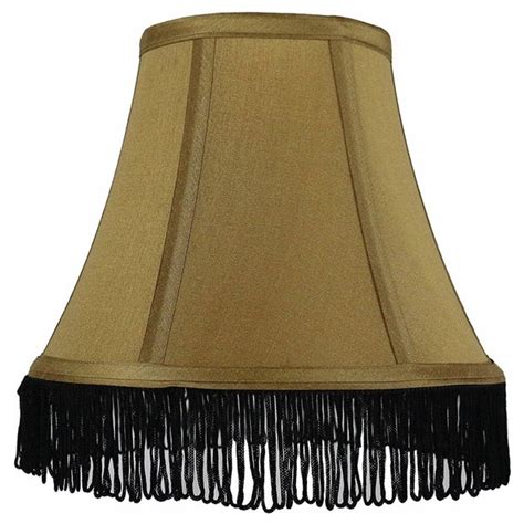 Urbanest Silk Bell Lamp Shade 5x9x7 Gold With Black Fringe Walmart