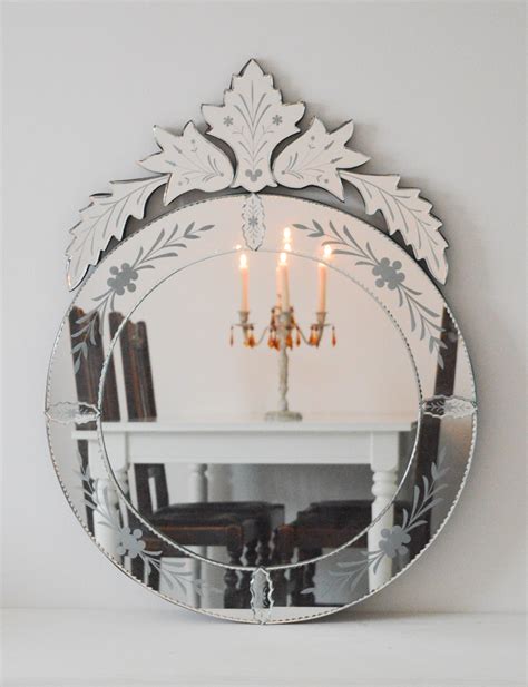 Vintage Venetian Style Wall Mirror Large Round Decorative Mirror Bevelled Cut Glass Mirror