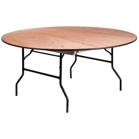 Flash Furniture 55 Foot Round Wood Folding Banquet Table With Clear