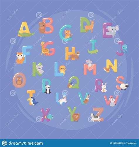 Set Letter English Alphabet Stock Vector Illustration Of Animal Cute