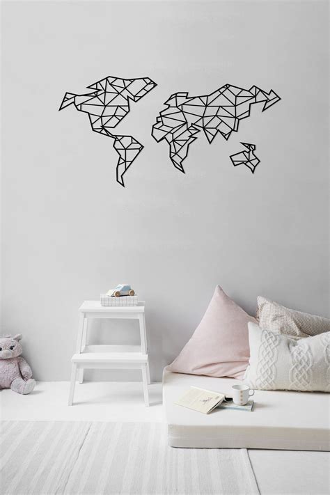 Metal World Map Wall Art Unique Steel Wall Decoration Etsy Metal