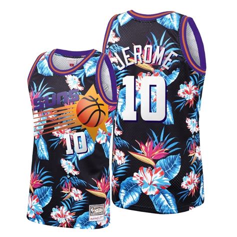 Nba Phoenix Suns 10 Ty Jerome Mens Black Floral Fashion Basketball
