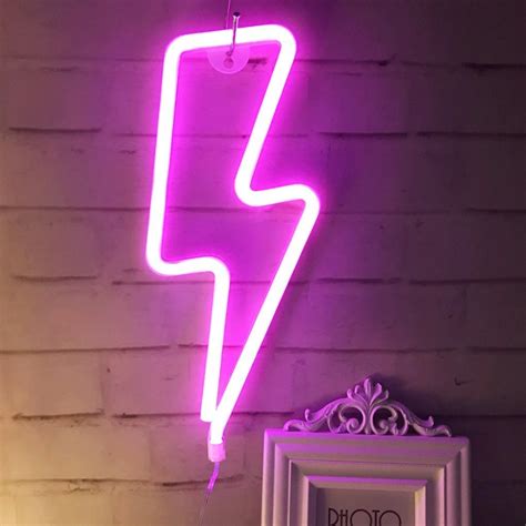 Pink Neon Lightning Bolt In 2021 Neon Bedroom Neon Room Neon Decor