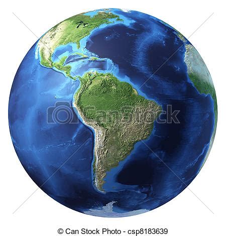 The result is something more realistic than a simple cartoon earth, but not as realistic as the. Earth globe, realistic 3 d rendering. south america view. on white background. | CanStock