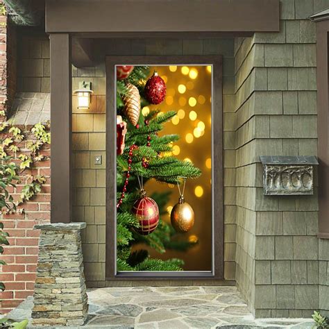 Decorated Tree Door Cover Christmas Door Covers Outdoor Christmas