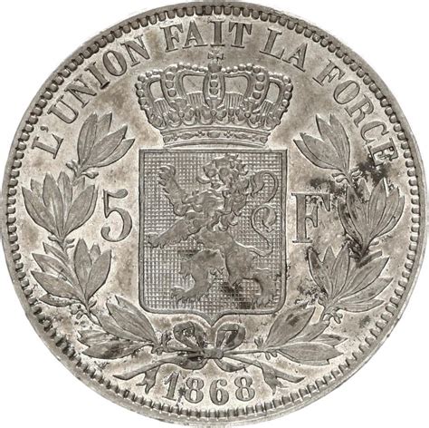 5 Francs Belgium 1865 1868 Km 25 Coinbrothers Catalog