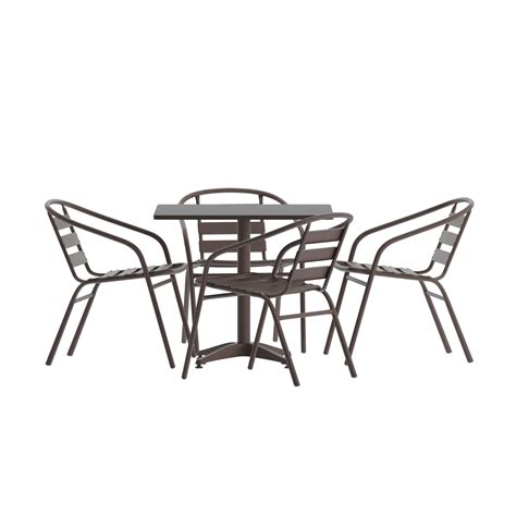 Emma And Oliver 315 Square Aluminum Indoor Outdoor Table Set With 4