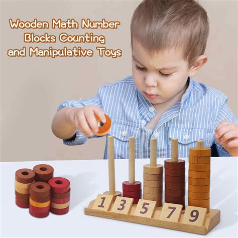 Montessori Toys For Toddlers Wooden Math Number Blocks Counting And