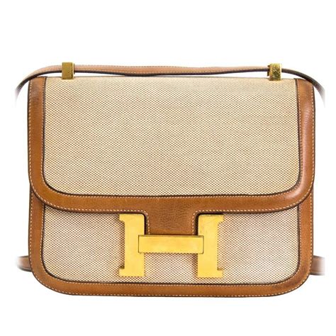 Hermes Constance Two Toned Toile ‘h Bag 23 Cm At 1stdibs