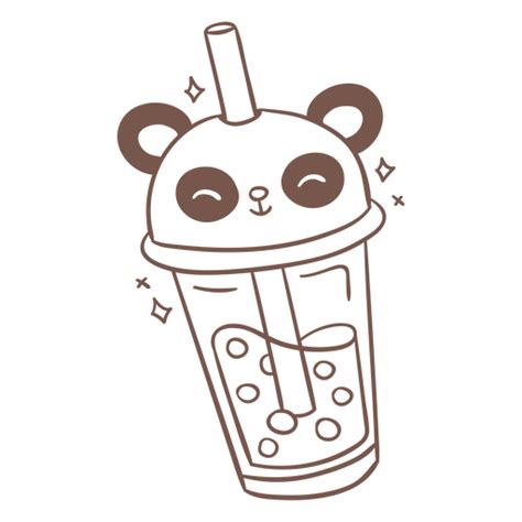 Panda Boba Tea Stroke Png And Svg Design For T Shirts