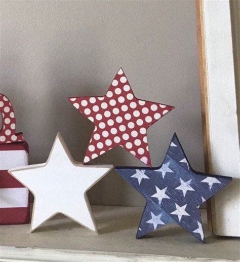 Set Of 3 Wood Stars Patriotic Decor Summer Decor Americana Stars