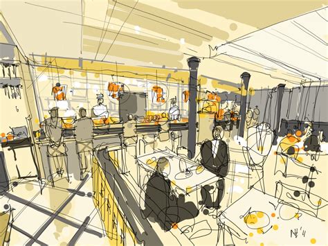 Colour Sketch Restaurant Interior Concept