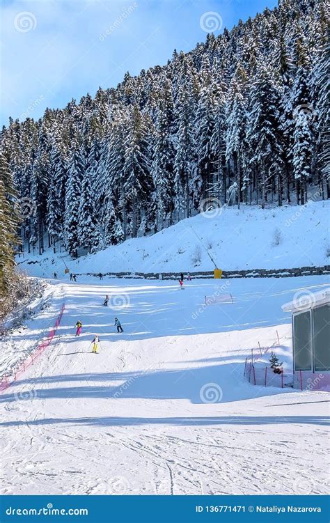Ski Resort Bansko Bulgaria And Skiers Stock Image Image Of Panoramic Travel