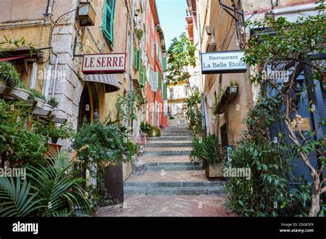 Antibes Picturesque Alley With Colourful Houses In Cote Azur France