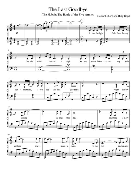 The Last Goodbye Sheet Music For Piano Download Free In Pdf Or Midi