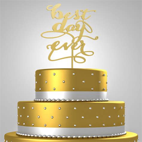 Wedding Cake Topper Best Day Ever Gold Silver Blue Pearl 2240207