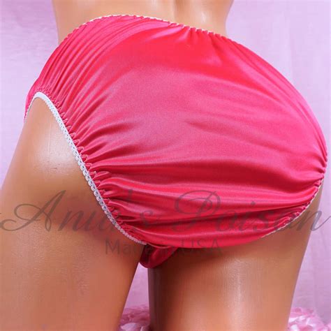 Anias Sissy Butter Soft Hot Pink Full Cut Satin Panties Mens Bikini