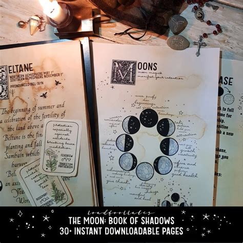 Bos Moon Phases Book Of Shadows Printable Pdf Pages Etsy