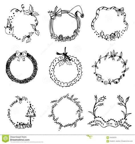 Wreaths Vector Set Free Hand Drawing Wreaths Stock Vector