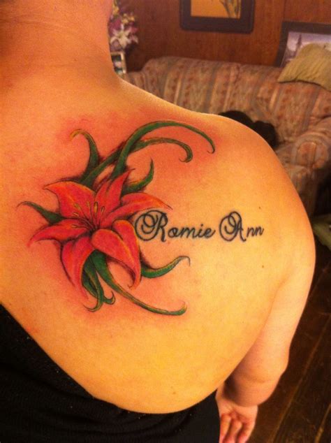 Stargazer Lily Tattoo On Back Shoulder Lily Flower