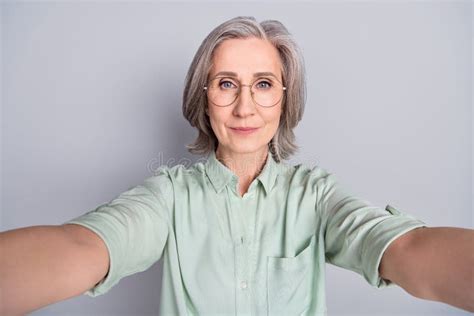 Photo Of Happy Positive Good Mood Beautiful Mature Woman In Glasses
