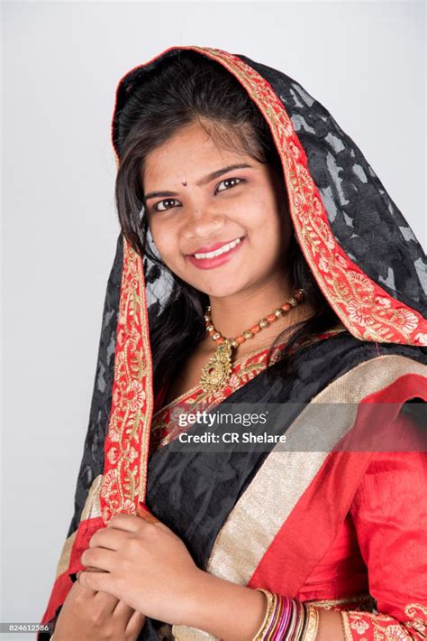 Portrait Of Beautiful Indian Girl Happy Young Beautiful Traditional