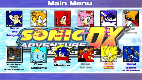 Sonic Adventure Dx Directors Cut All 130 Emblems Main Menu