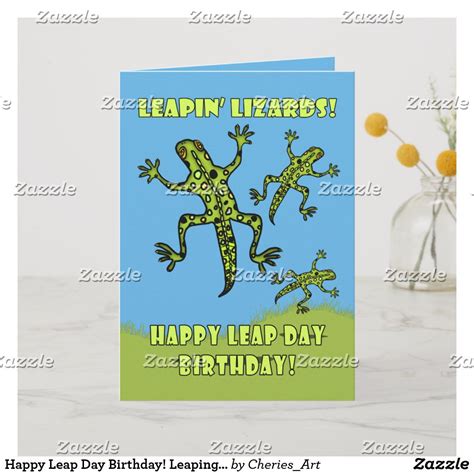 Happy Leap Day Birthday Leaping Lizards Card Happy Leap