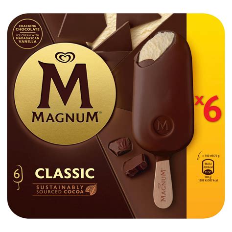Magnum Classic Ice Cream 6 X 100 Ml Ice Cream Cones Sticks And Bars