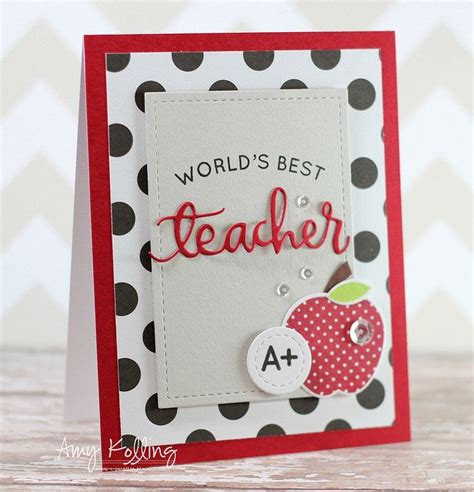 Worlds Best Teacher Card By Amy Kolling Teachers Day Card Teacher