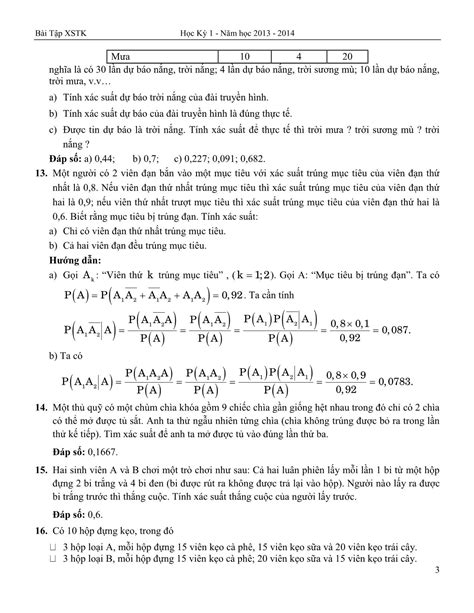 Bài tập môn học Xác suất thống kê TaiLieuHay vn