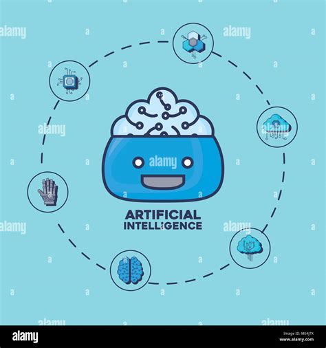 Dise O De Inteligencia Artificial Con Robot De Dibujos Animados E Iconos Relacionados Sobre