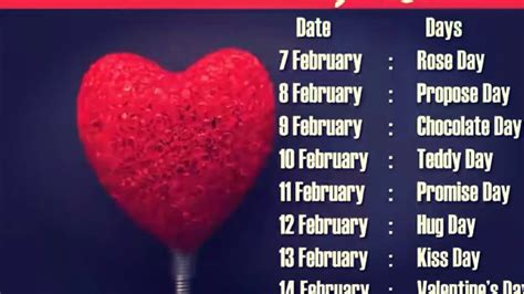 Specal Day Of Valentines Week 2019 Valentines List Love Studio