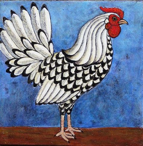 Pair of Original Rooster Portraits Two 10x10 by AndeHallFineArt