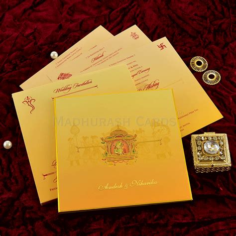 Traditional Hindu Wedding Card 3 Leaflet Madhurash Cards Id