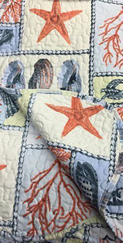 Quilted Throw Reversible Blanket 50 X 60 Coralgraycreamblue Lost