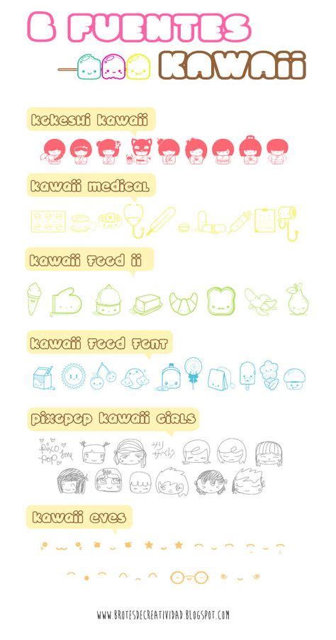 Brotes De Creatividad 3 Seis Fuentes Kawaii Cute Fonts Cute