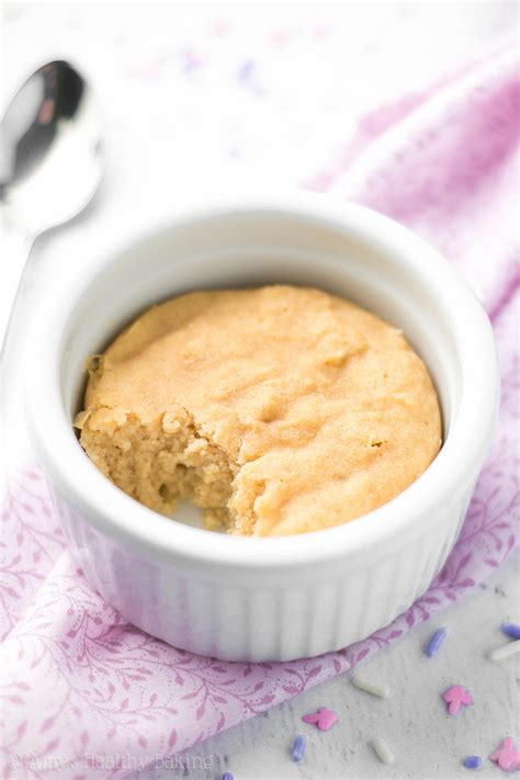 A delicious vanilla mug cake that is finished and ready to eat in minutes. Skinny Single-Serving Vanilla Mug Cake {Recipe Video!} | Amy's Healthy Baking
