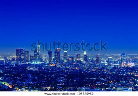 Los Angeles Skyline Night Clear Sky Stock Photo 105525959 Shutterstock