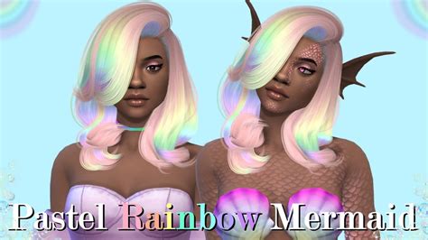 The Sims 4 Cas Pastel Rainbow Mermaid Girl Selfie