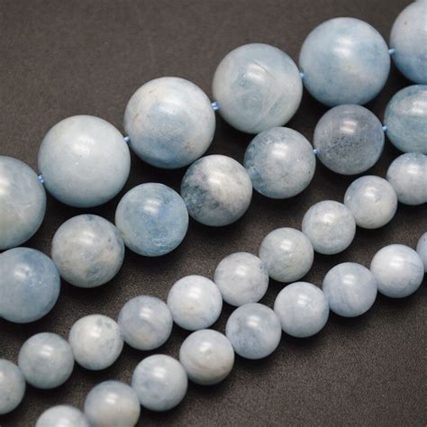 Middle Quality Natural Pure Color Aquamarine Stone Round Loose Beads