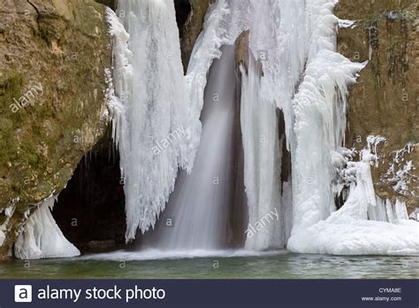 Beautiful Particular Frozen Waterfall Tine De Conflens Stock Photo Alamy