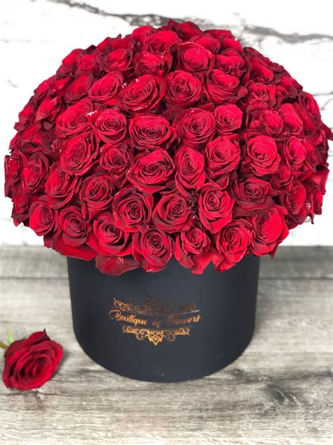 100 Red Rose Large Round Box Bouquet Box Flower Los Angeles