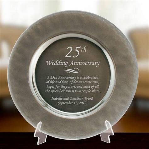 Pin your favorite gift ideas for the holidays and year round: Personalized Silver Glass 25th Anniversary Plate