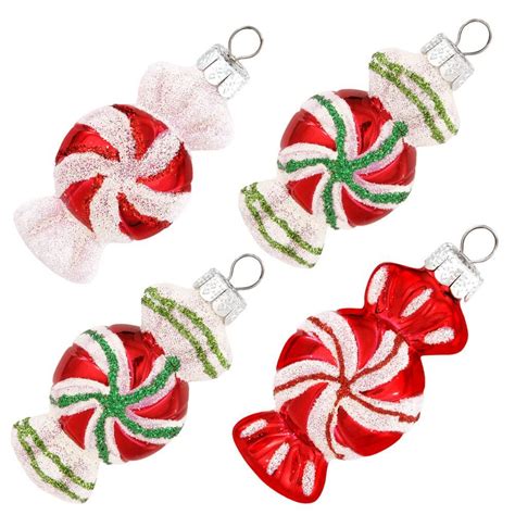 Set Of 4 Shatterproof Peppermint Candy Ornaments Peppermint Candy