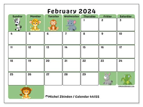 Calendar February 2024 441ss Michel Zbinden Hk